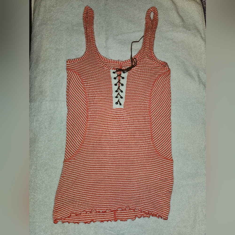 We The Free Grunge Lace Up Tank Top